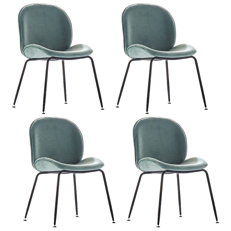 Upholstered Velvet Armless Dining Chairs Solid Back Side Chair with Metal Legs