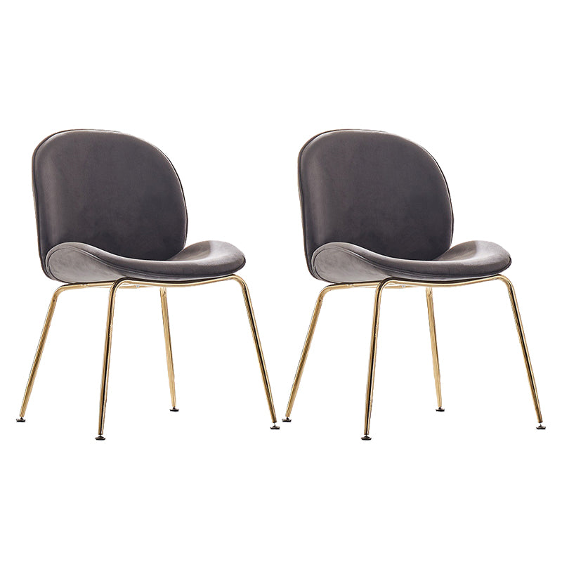 Upholstered Velvet Armless Dining Chairs Solid Back Side Chair with Metal Legs