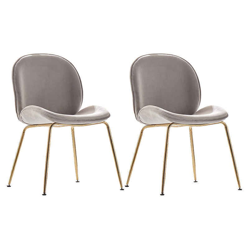 Upholstered Velvet Armless Dining Chairs Solid Back Side Chair with Metal Legs