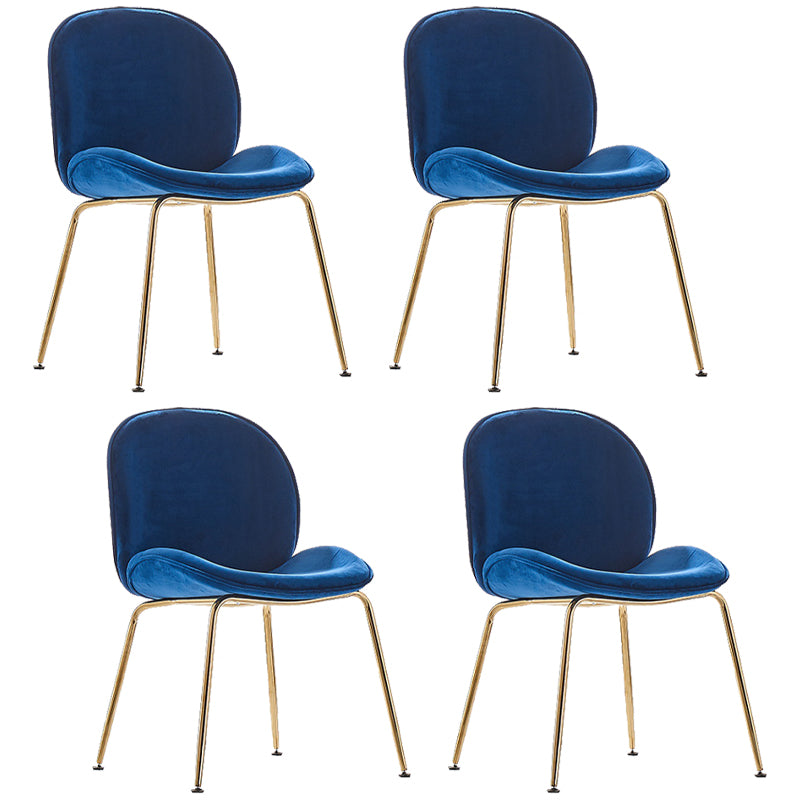 Upholstered Velvet Armless Dining Chairs Solid Back Side Chair with Metal Legs