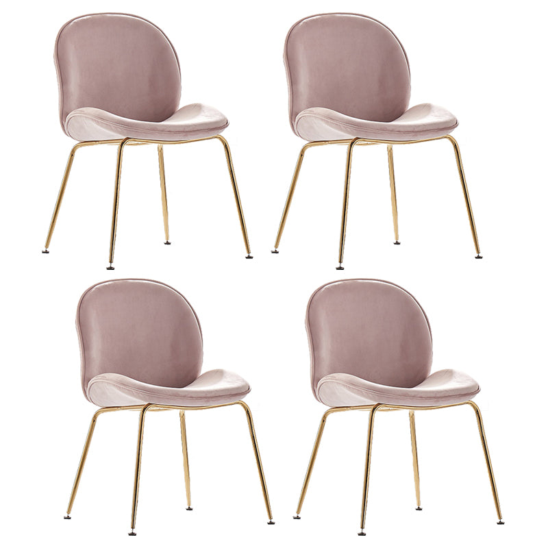 Upholstered Velvet Armless Dining Chairs Solid Back Side Chair with Metal Legs