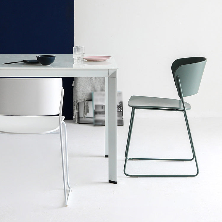 Contemporary Dining Chair Open Back Side Chair with Metal Legs for Home Use