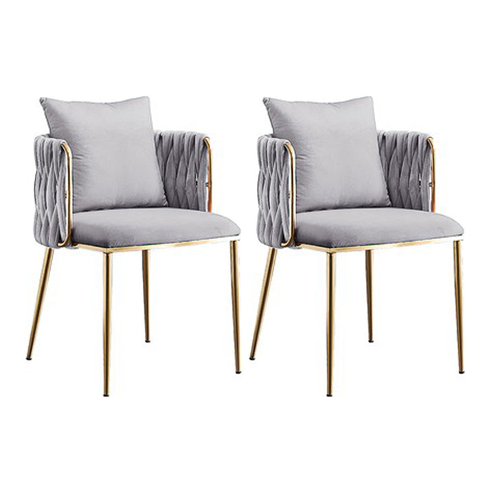 Scandinavian Bedroom Velvet Side Chair Light Color Solid Back Dining Chair