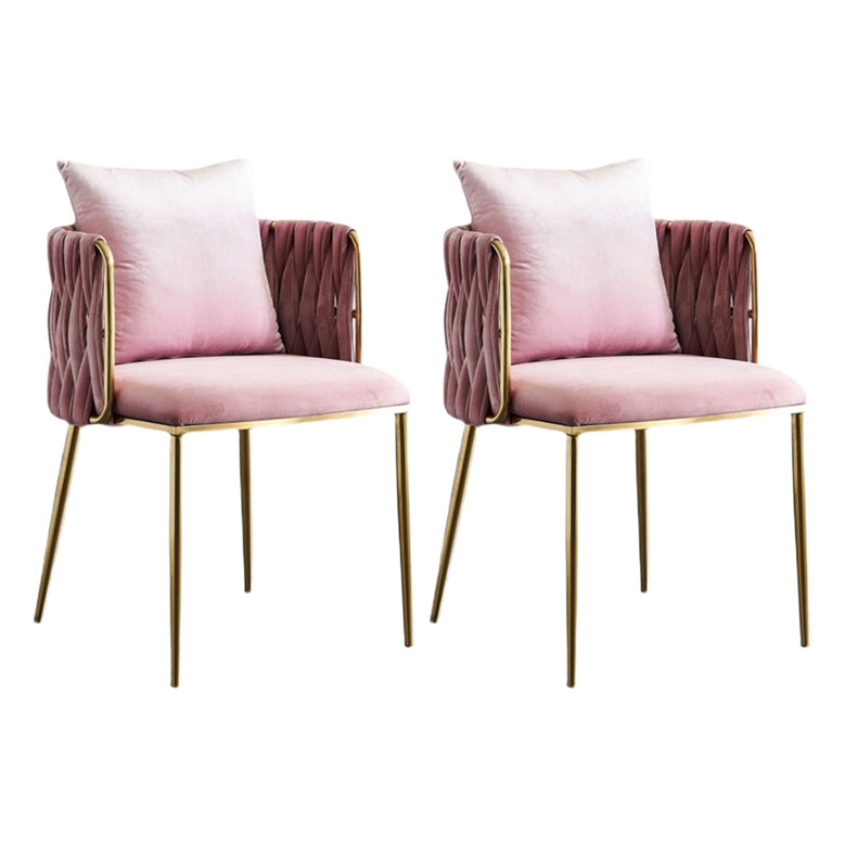 Scandinavian Bedroom Velvet Side Chair Light Color Solid Back Dining Chair