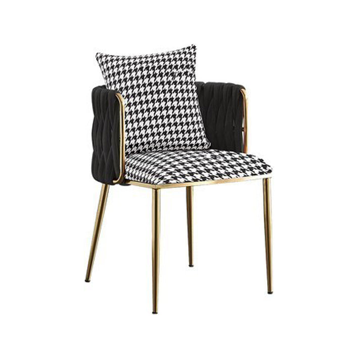 Scandinavian Bedroom Velvet Side Chair Light Color Solid Back Dining Chair
