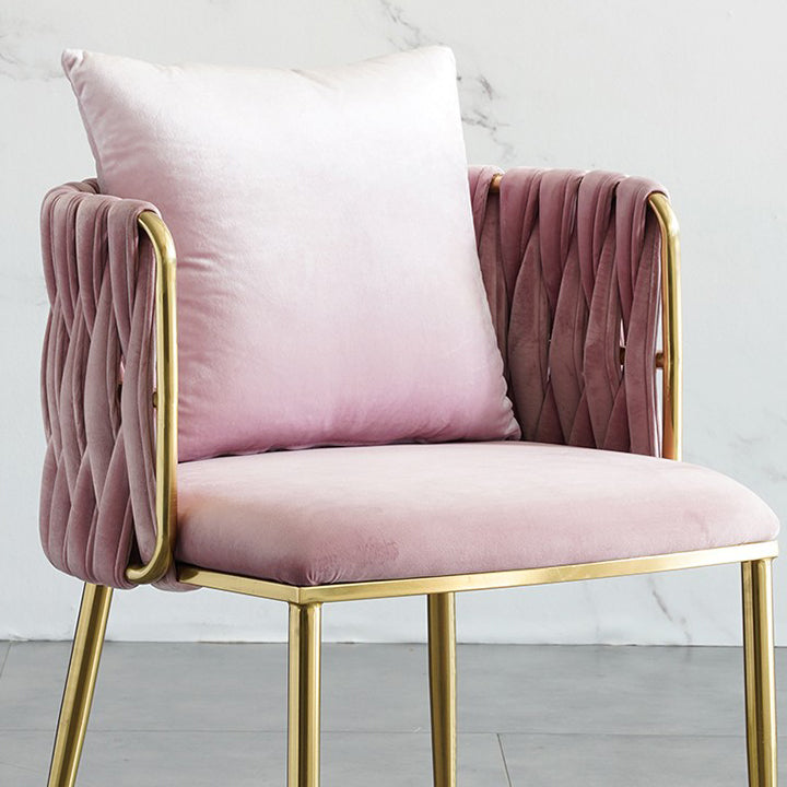 Scandinavian Bedroom Velvet Side Chair Light Color Solid Back Dining Chair