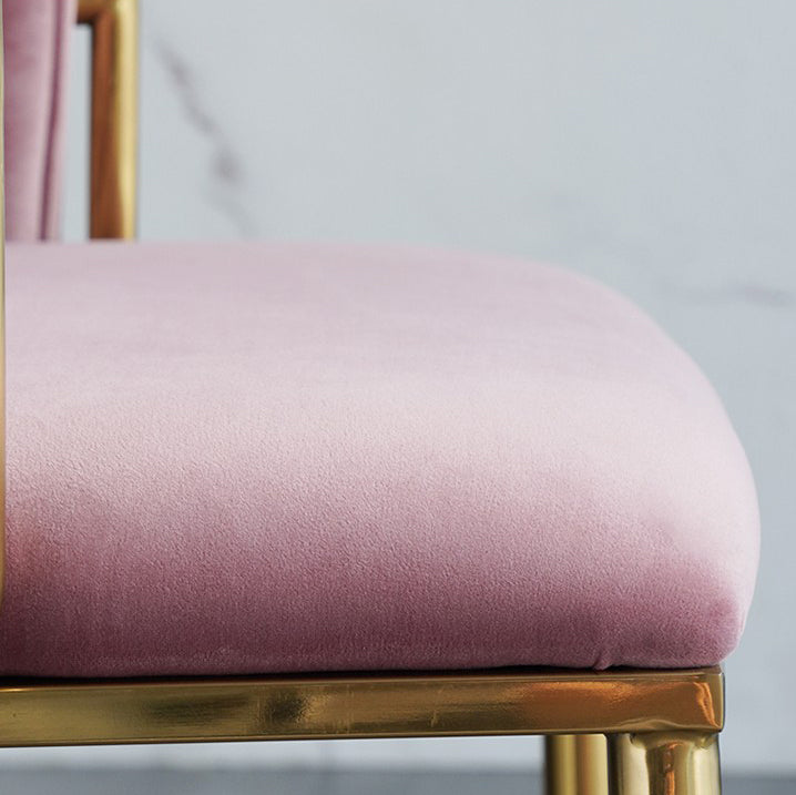 Scandinavian Bedroom Velvet Side Chair Light Color Solid Back Dining Chair