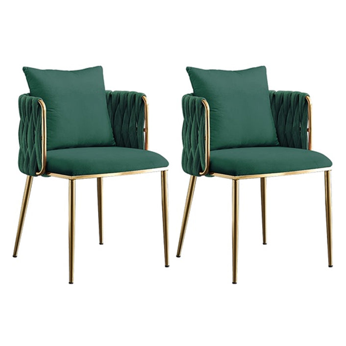 Scandinavian Bedroom Velvet Side Chair Light Color Solid Back Dining Chair