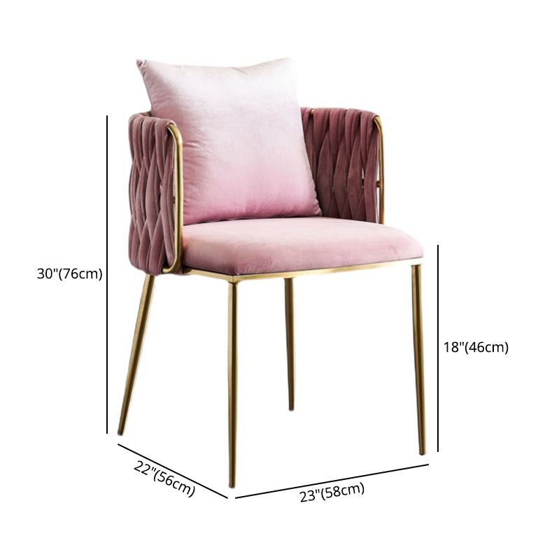Scandinavian Bedroom Velvet Side Chair Light Color Solid Back Dining Chair