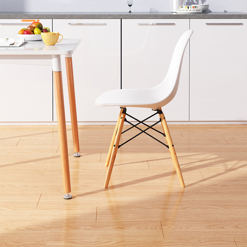 Küche Plastik Essstuhl mehrfarbige Seitenstuhlset mit Holzbeinen