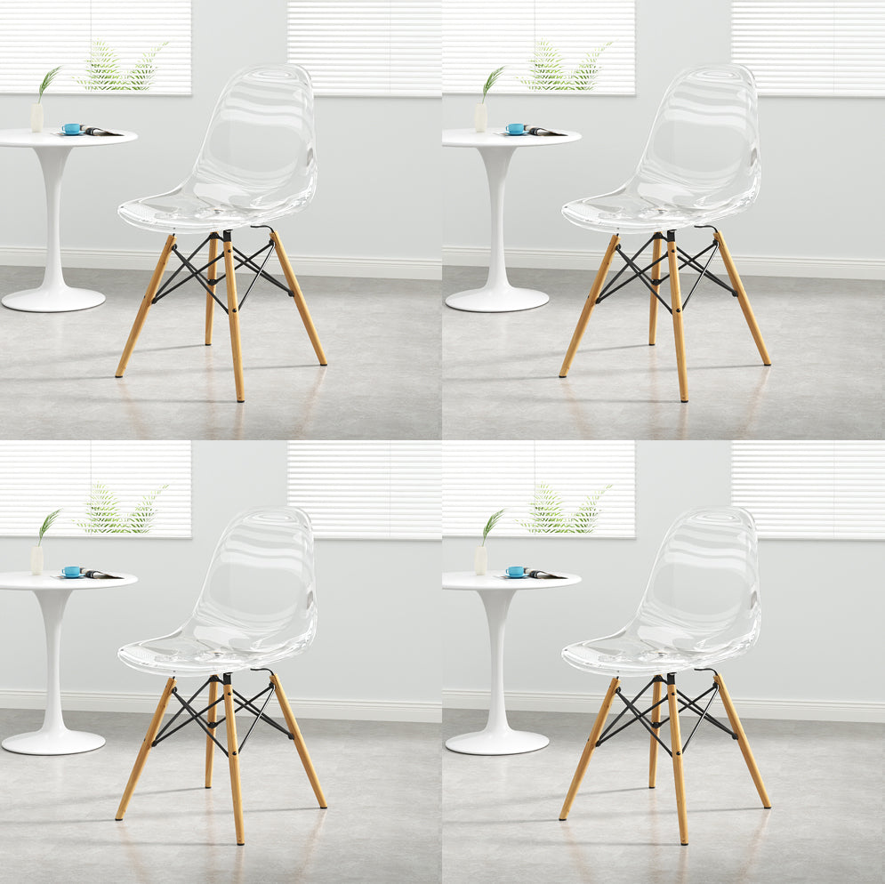 Küche Plastik Essstuhl mehrfarbige Seitenstuhlset mit Holzbeinen