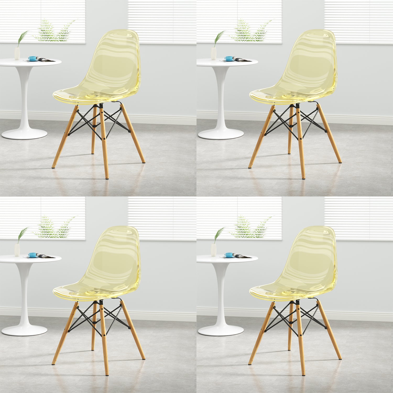 Küche Plastik Essstuhl mehrfarbige Seitenstuhlset mit Holzbeinen