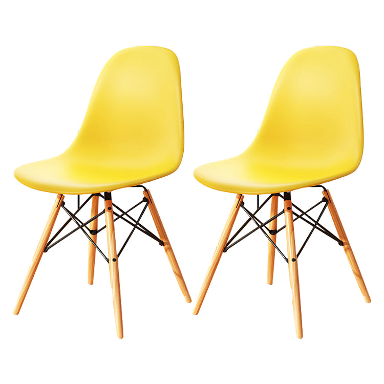 Küche Plastik Essstuhl mehrfarbige Seitenstuhlset mit Holzbeinen