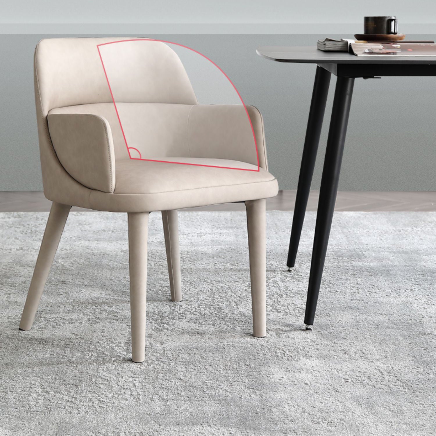 Chaise de salle à manger en cuir moderne 32" H Parsons avec pieds en métal pour restaurant