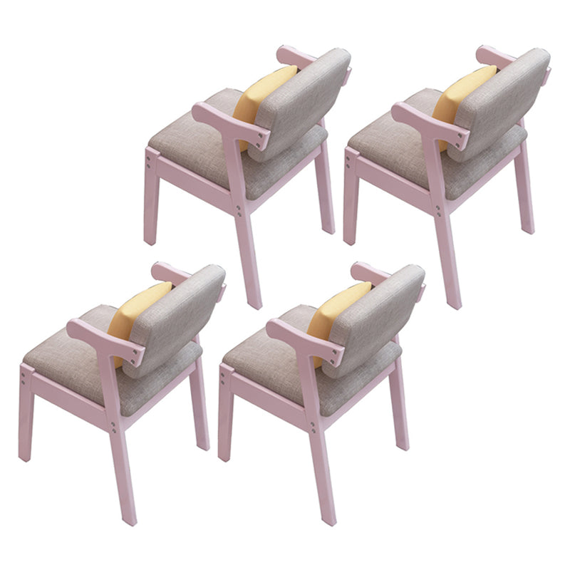 Glam Style Rubberwood Chairs Open Back Arm Dining Room Kitchen Chair Set