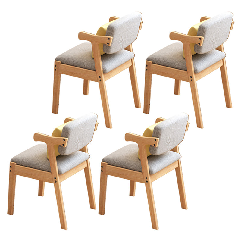 Glam Style Rubberwood Chairs Open Back Arm Dining Room Kitchen Chair Set