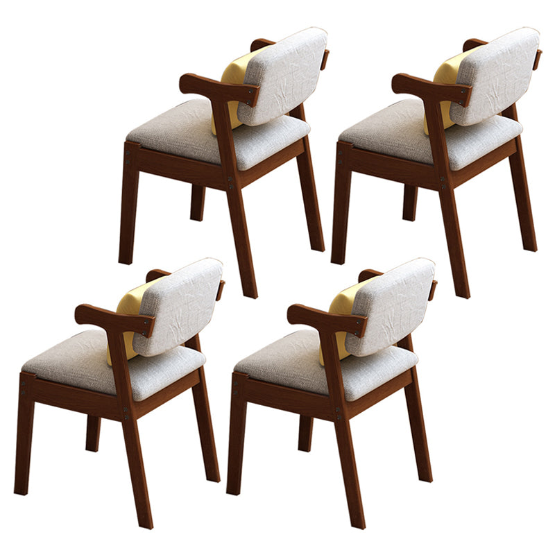 Glam Style Rubberwood Chairs Open Back Arm Dining Room Kitchen Chair Set
