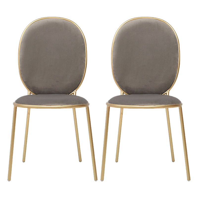 Glam Style Metal Side Chair Matte Finish Solid Back Dining Chair for Home Use