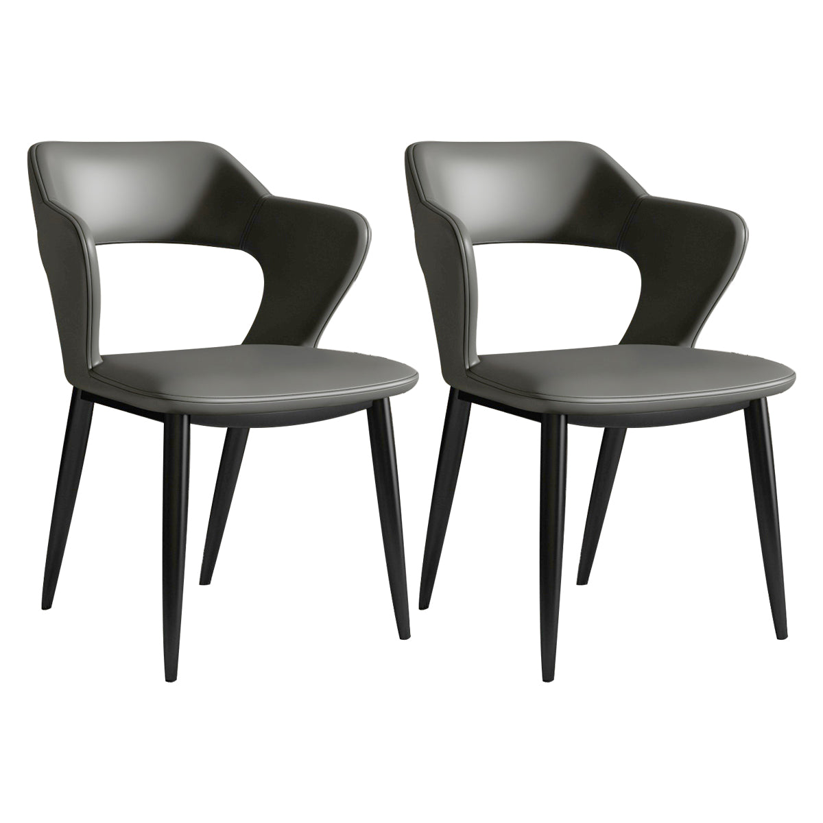 Modern Leather Dining Arm Chair Upholstered Open Back Armchair with Metal Legs