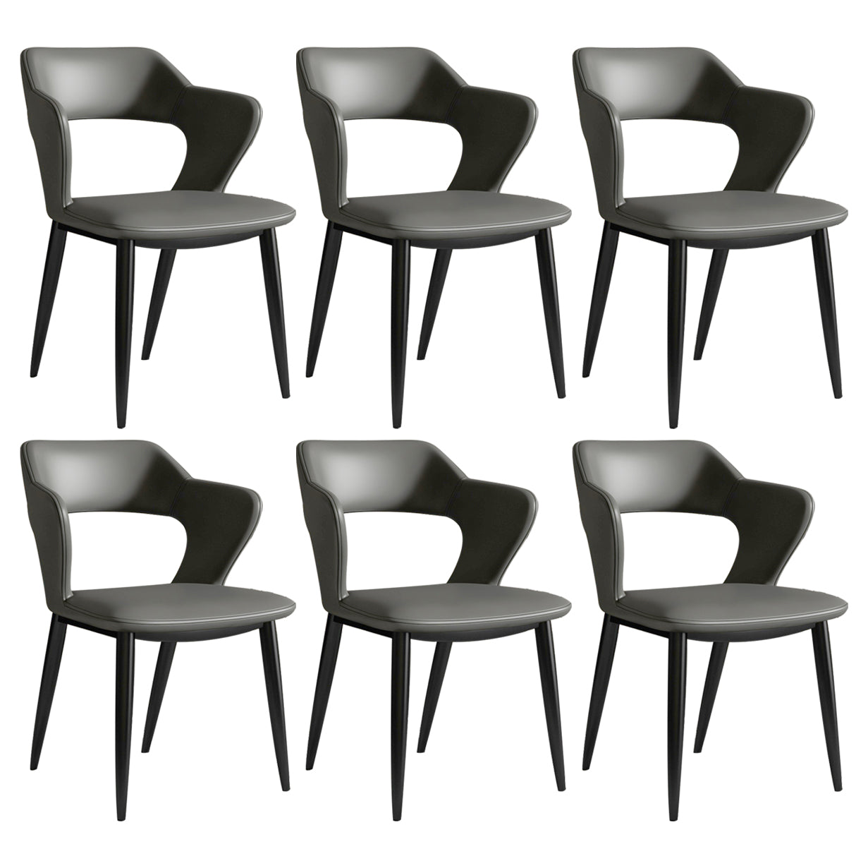 Modern Leather Dining Arm Chair Upholstered Open Back Armchair with Metal Legs