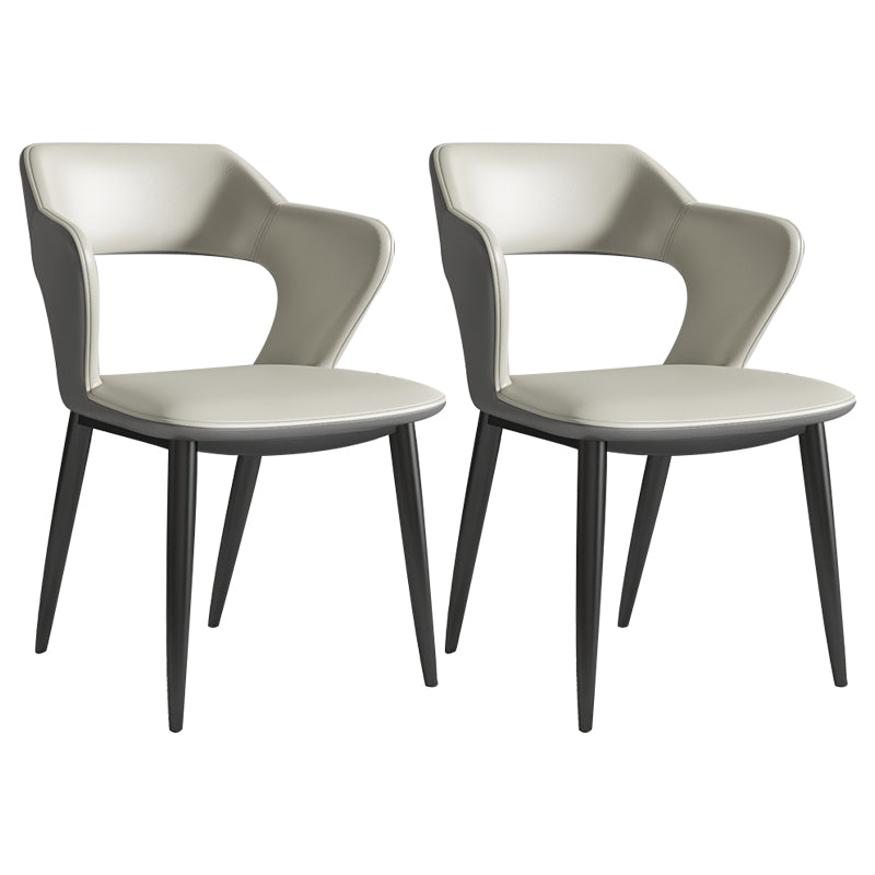 Modern Leather Dining Arm Chair Upholstered Open Back Armchair with Metal Legs