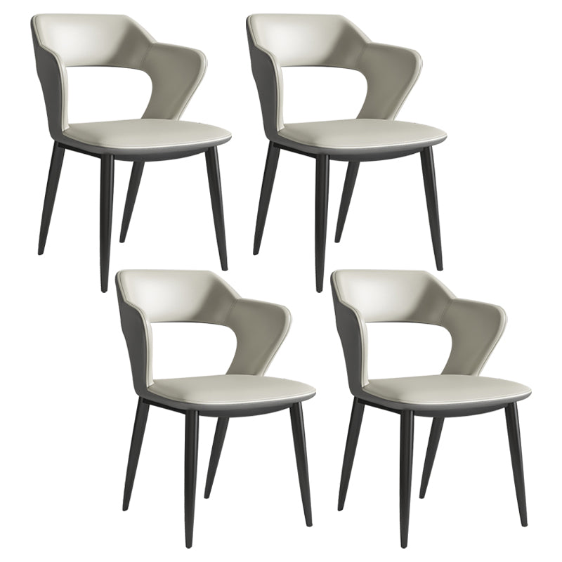 Modern Leather Dining Arm Chair Upholstered Open Back Armchair with Metal Legs
