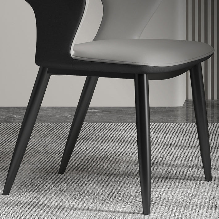 Modern Leather Dining Arm Chair Upholstered Open Back Armchair with Metal Legs