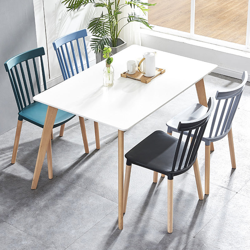 Glam Style Wooden Side Chair Matte Finish Windsor Back Dining Chair for Coffee Shop