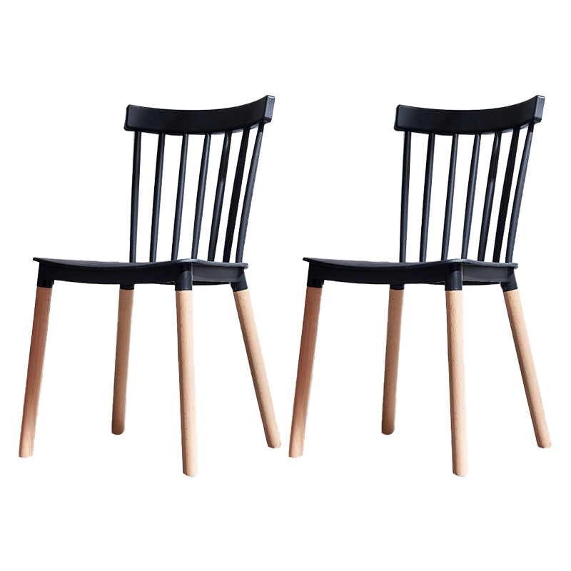 Glam Style Wooden Side Chair Matte Finish Windsor Back Dining Chair for Coffee Shop