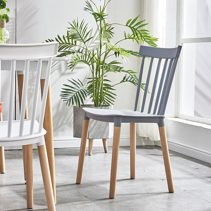Glam Style Wooden Side Chair Matte Finish Windsor Back Dining Chair for Coffee Shop