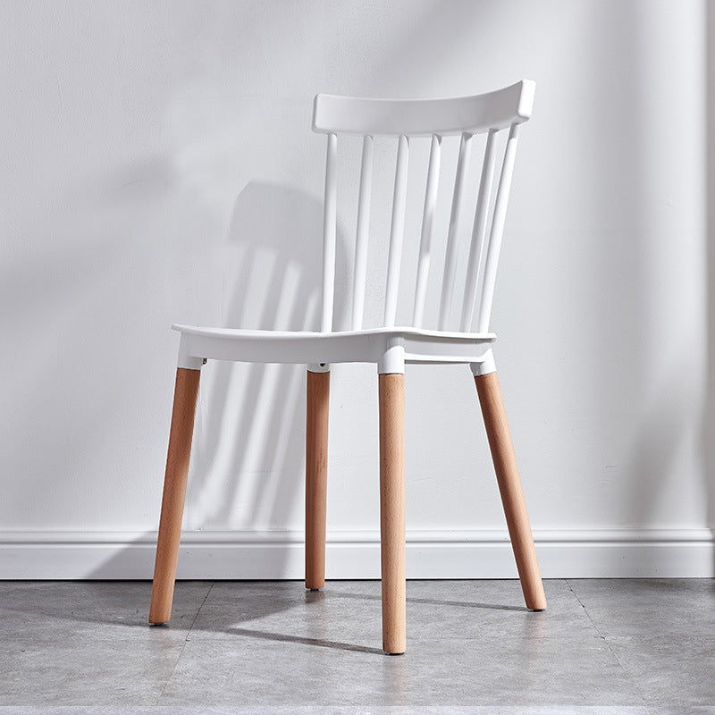 Glam Style Wooden Side Chair Matte Finish Windsor Back Dining Chair for Coffee Shop