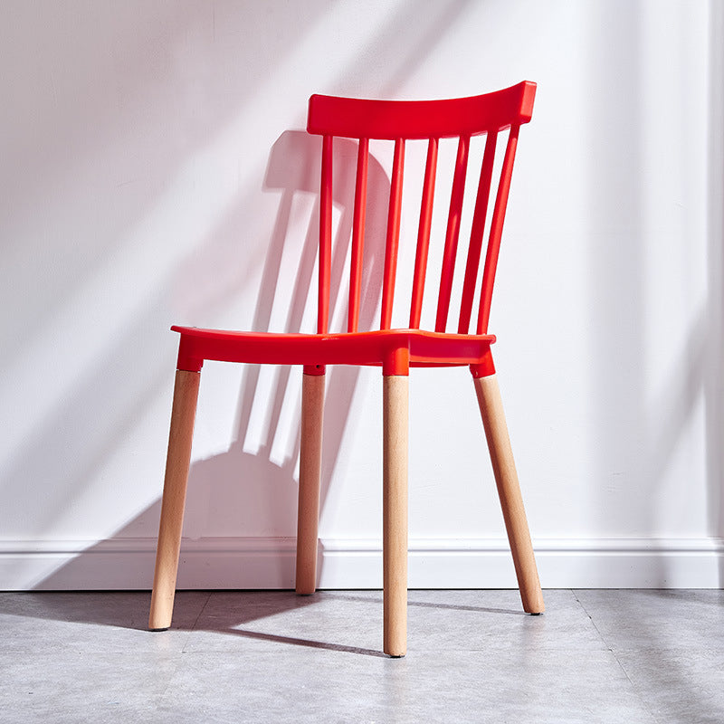 Glam Style Wooden Side Chair Matte Finish Windsor Back Dining Chair for Coffee Shop