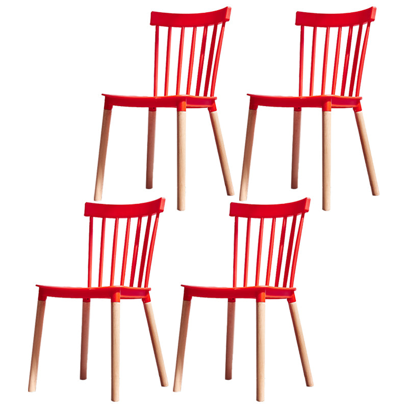 Glam Style Wooden Side Chair Matte Finish Windsor Back Dining Chair for Coffee Shop