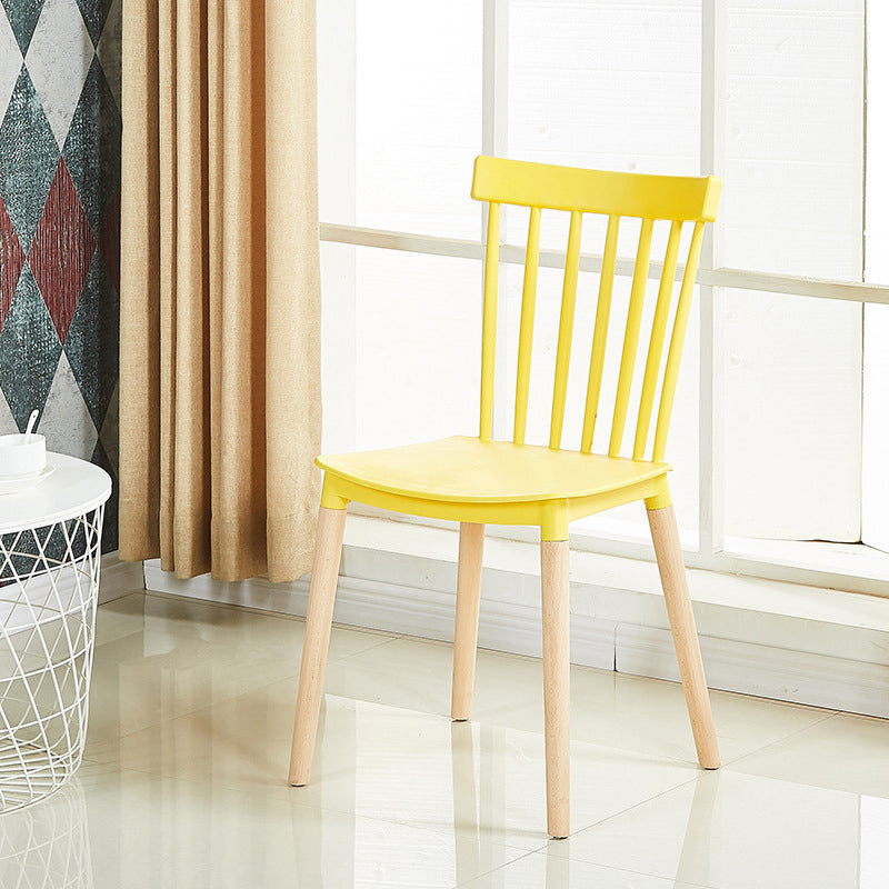 Glam Style Wooden Side Chair Matte Finish Windsor Back Dining Chair for Coffee Shop