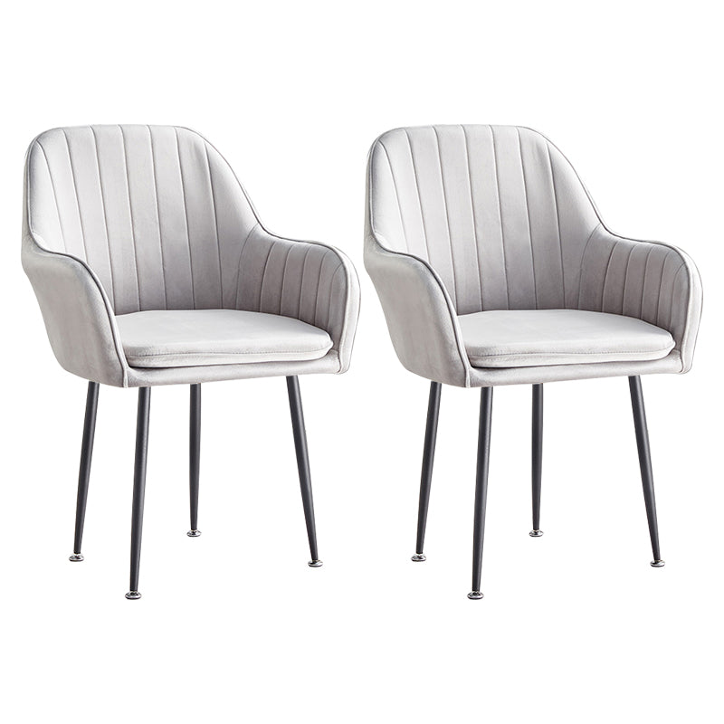 Scandinavian Dining Arm Chair Solid Back Side Chair with Metal Legs for Home Use