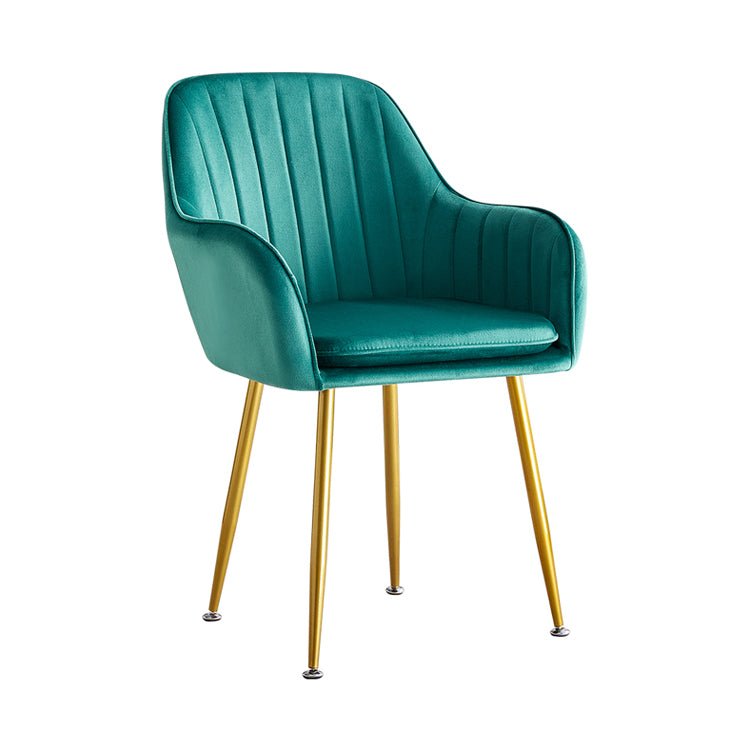 Scandinavian Dining Arm Chair Solid Back Side Chair with Metal Legs for Home Use