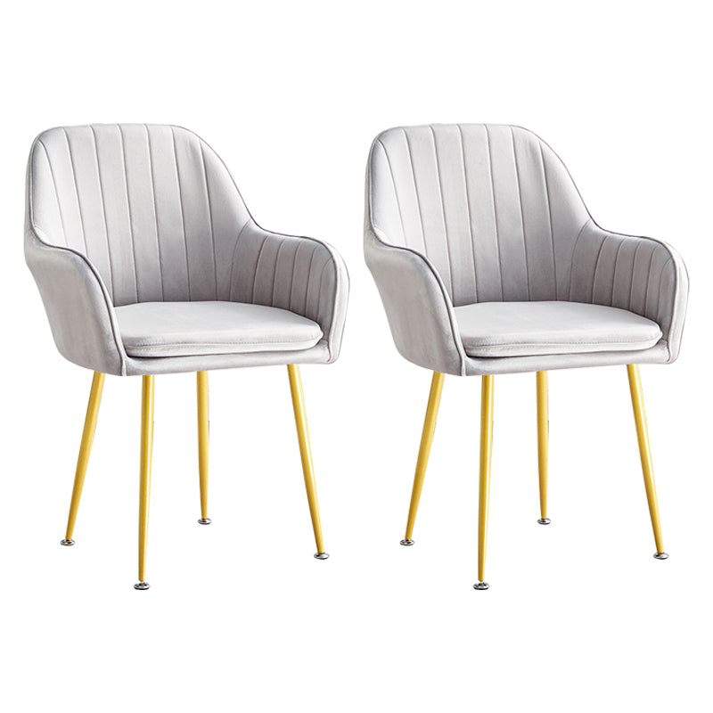 Scandinavian Dining Arm Chair Solid Back Side Chair with Metal Legs for Home Use