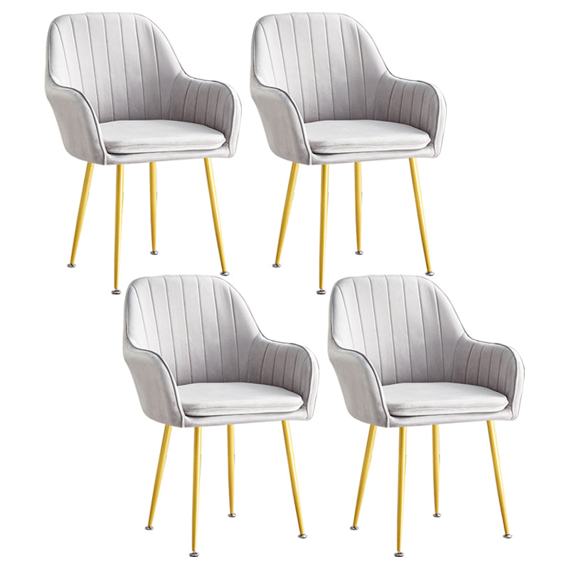 Scandinavian Dining Arm Chair Solid Back Side Chair with Metal Legs for Home Use