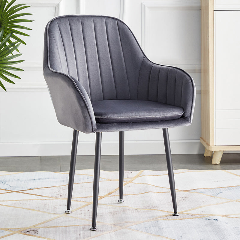 Scandinavian Dining Arm Chair Solid Back Side Chair with Metal Legs for Home Use