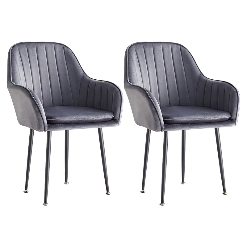 Scandinavian Dining Arm Chair Solid Back Side Chair with Metal Legs for Home Use
