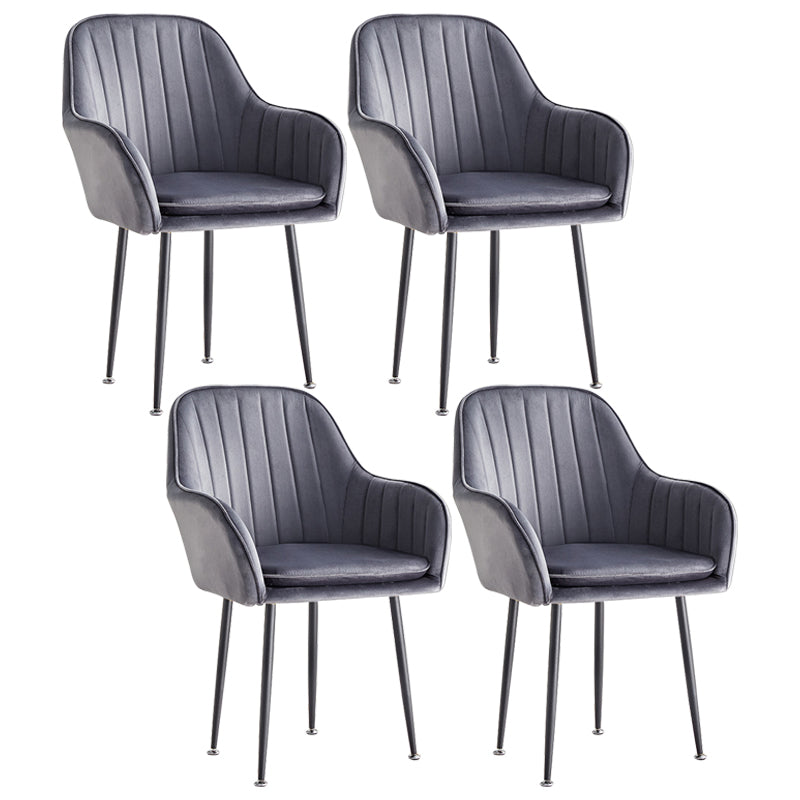 Scandinavian Dining Arm Chair Solid Back Side Chair with Metal Legs for Home Use