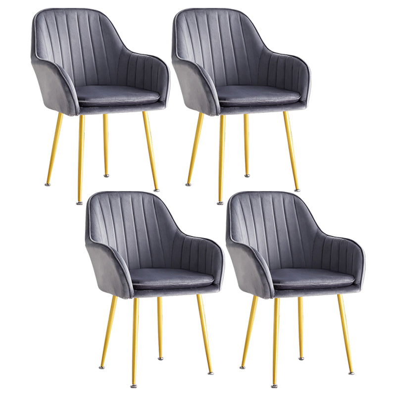 Scandinavian Dining Arm Chair Solid Back Side Chair with Metal Legs for Home Use