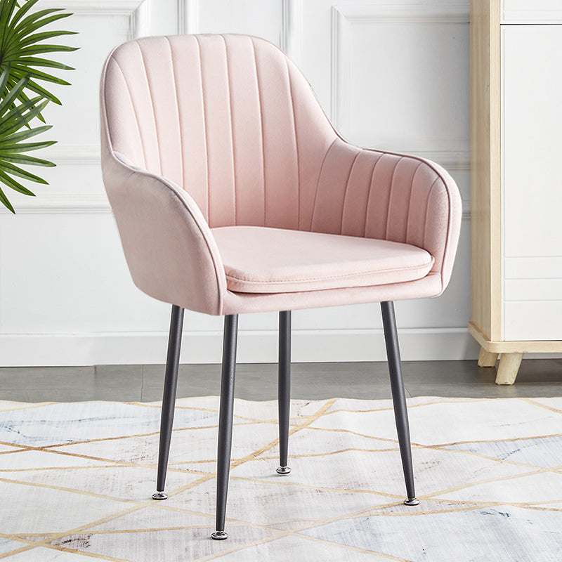 Scandinavian Dining Arm Chair Solid Back Side Chair with Metal Legs for Home Use