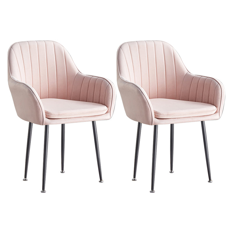 Scandinavian Dining Arm Chair Solid Back Side Chair with Metal Legs for Home Use