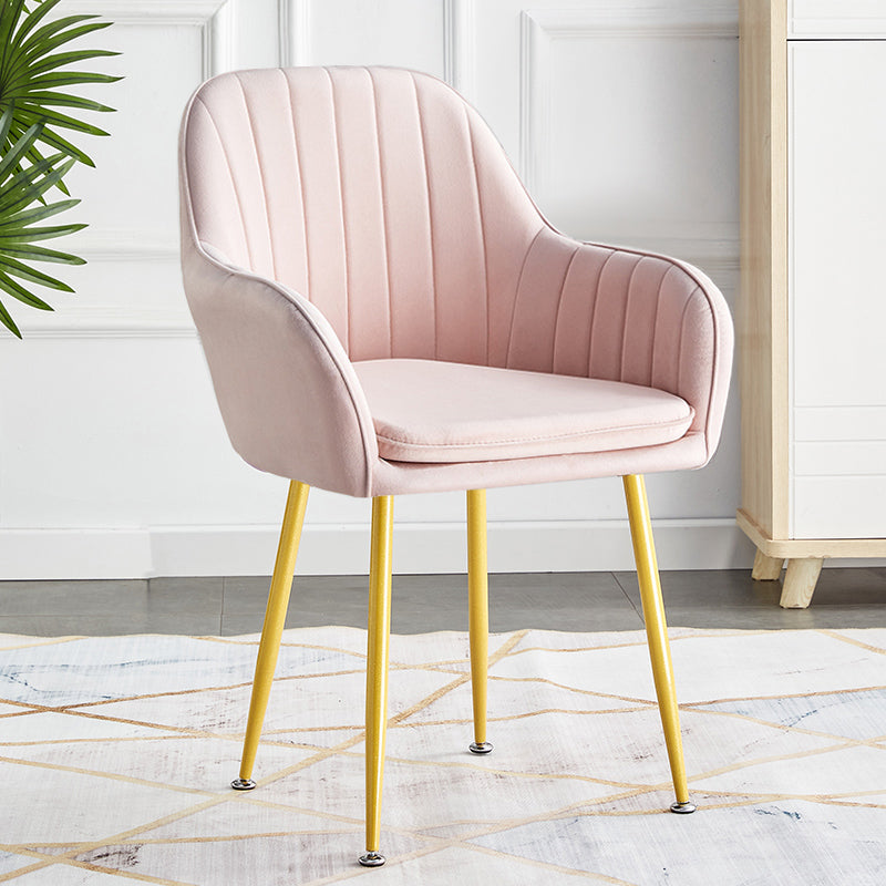 Scandinavian Dining Arm Chair Solid Back Side Chair with Metal Legs for Home Use