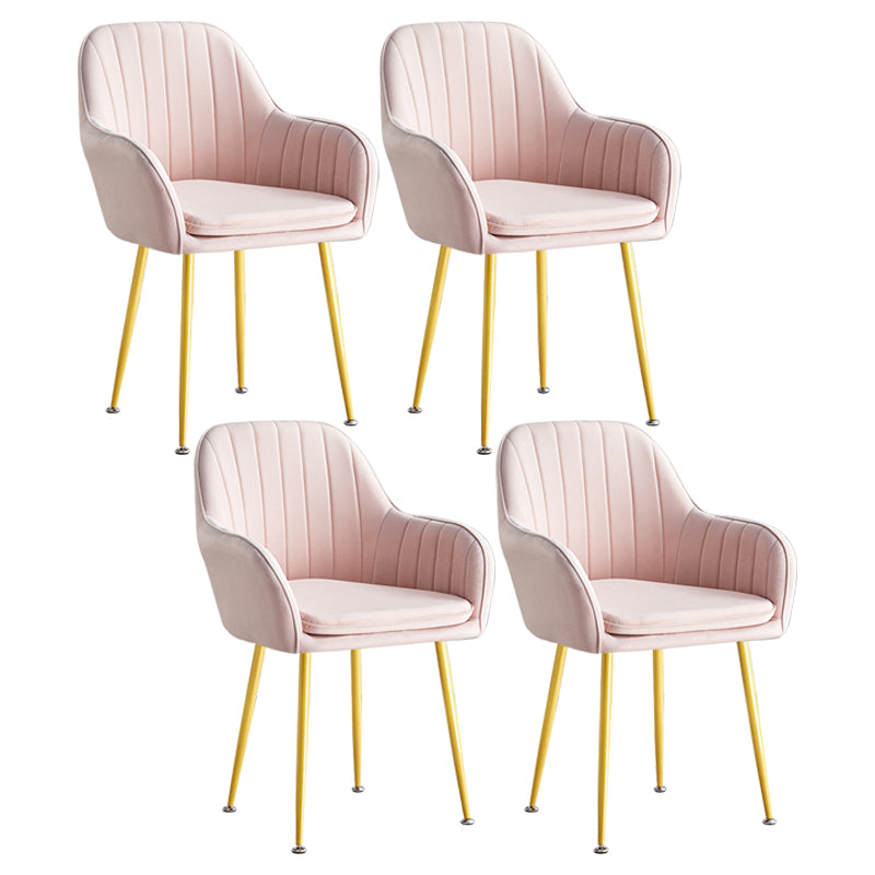 Scandinavian Dining Arm Chair Solid Back Side Chair with Metal Legs for Home Use