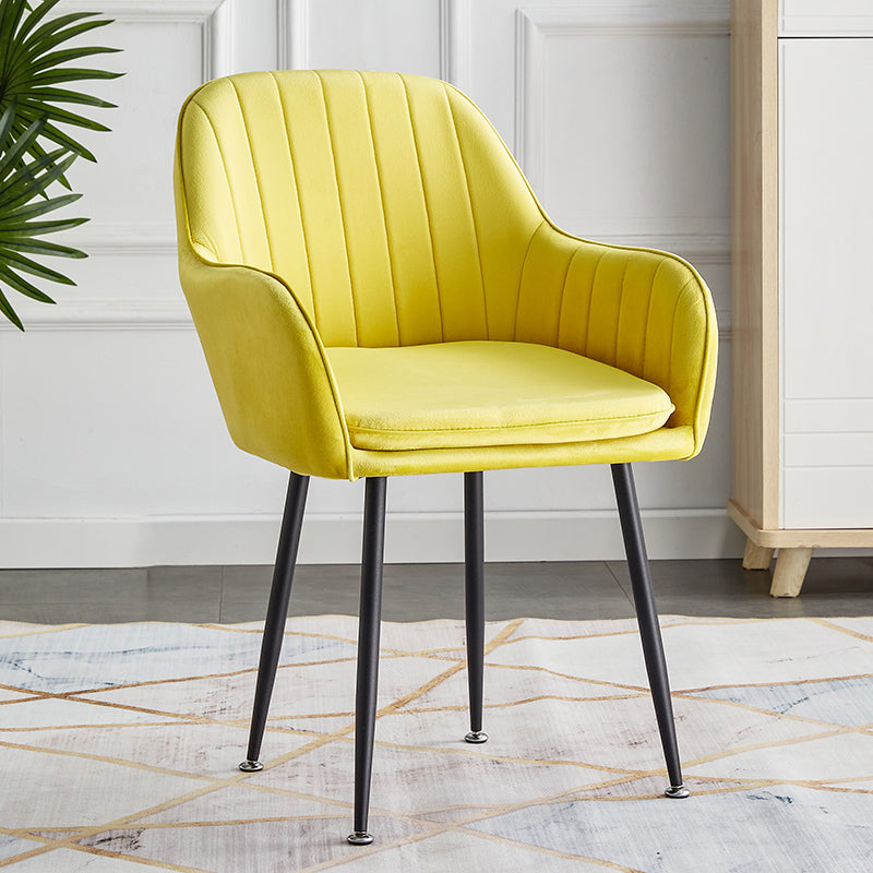 Scandinavian Dining Arm Chair Solid Back Side Chair with Metal Legs for Home Use