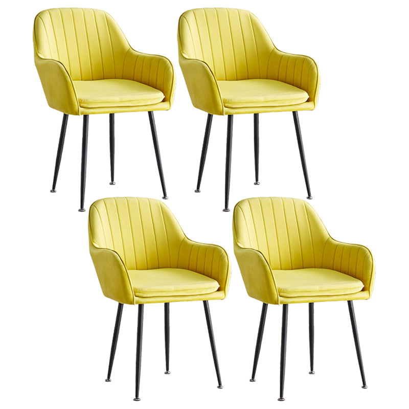 Scandinavian Dining Arm Chair Solid Back Side Chair with Metal Legs for Home Use