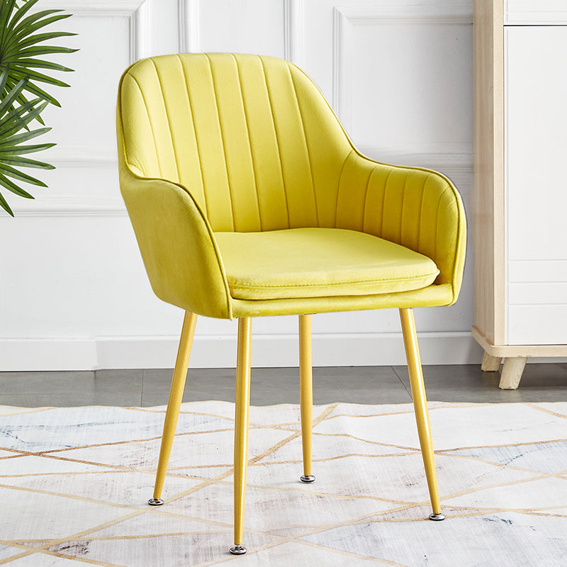 Scandinavian Dining Arm Chair Solid Back Side Chair with Metal Legs for Home Use