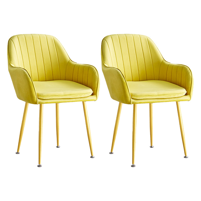 Scandinavian Dining Arm Chair Solid Back Side Chair with Metal Legs for Home Use